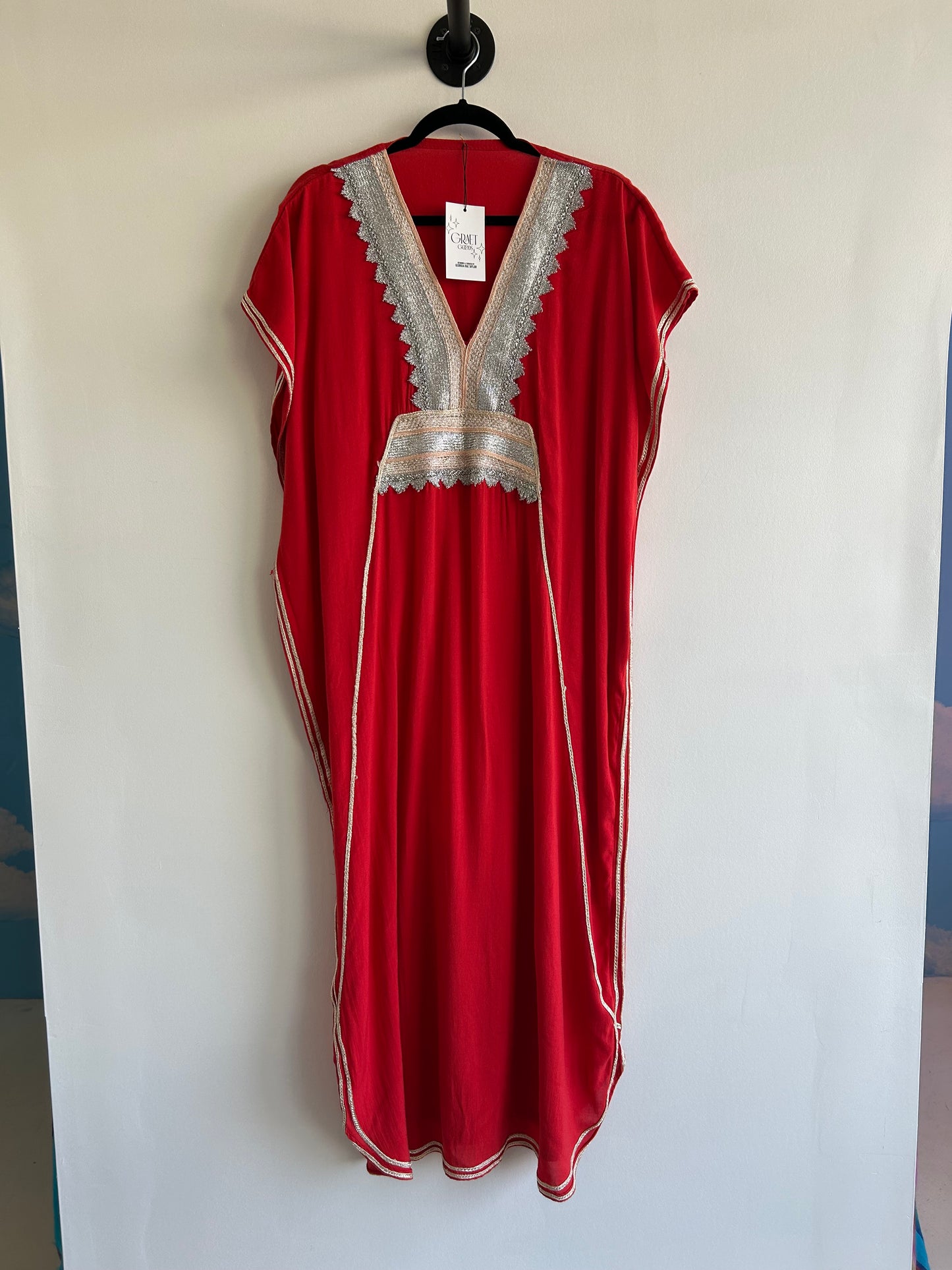 Red Kaftan w/ Embroidery