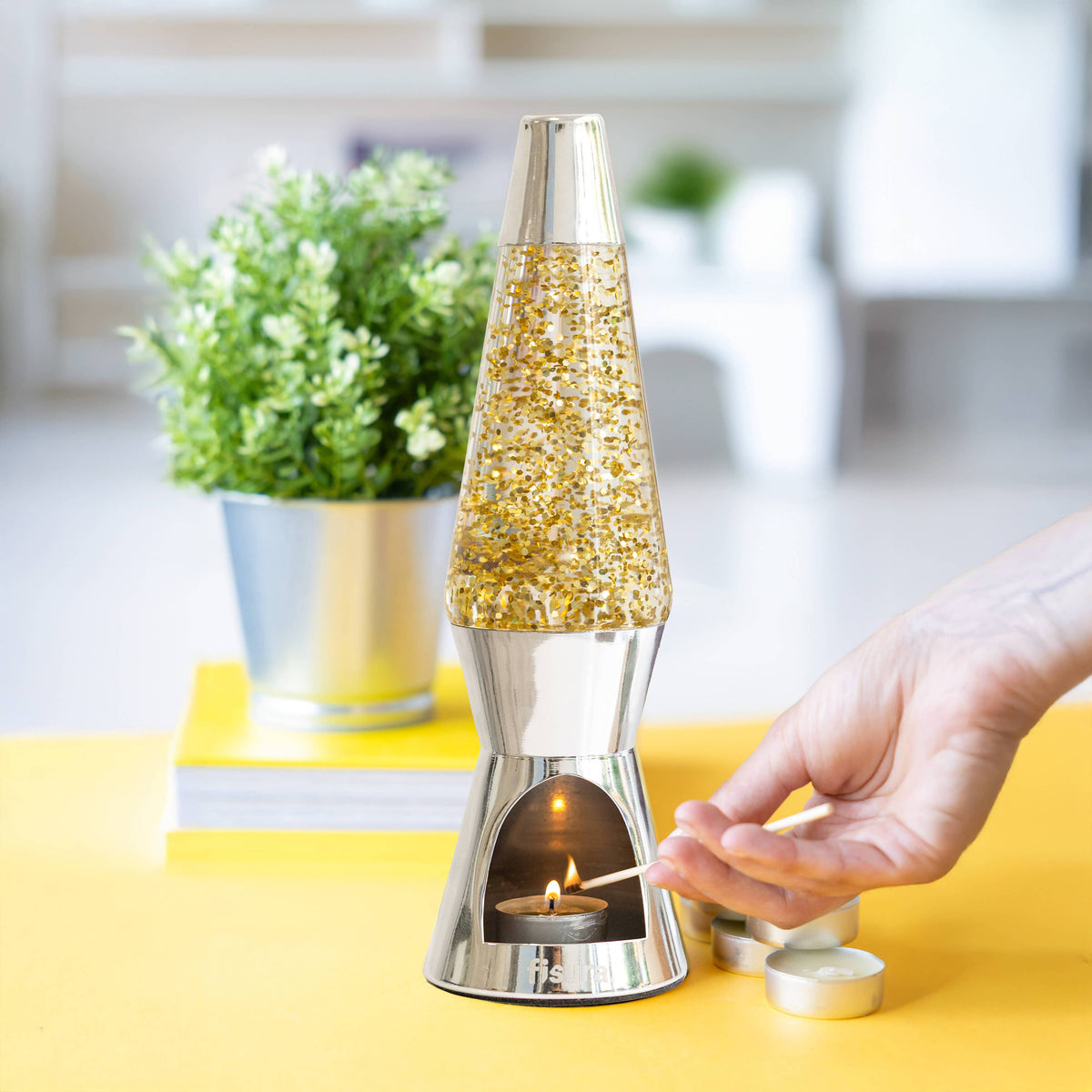 Tea Light Lava Lamp - Gold Glitter