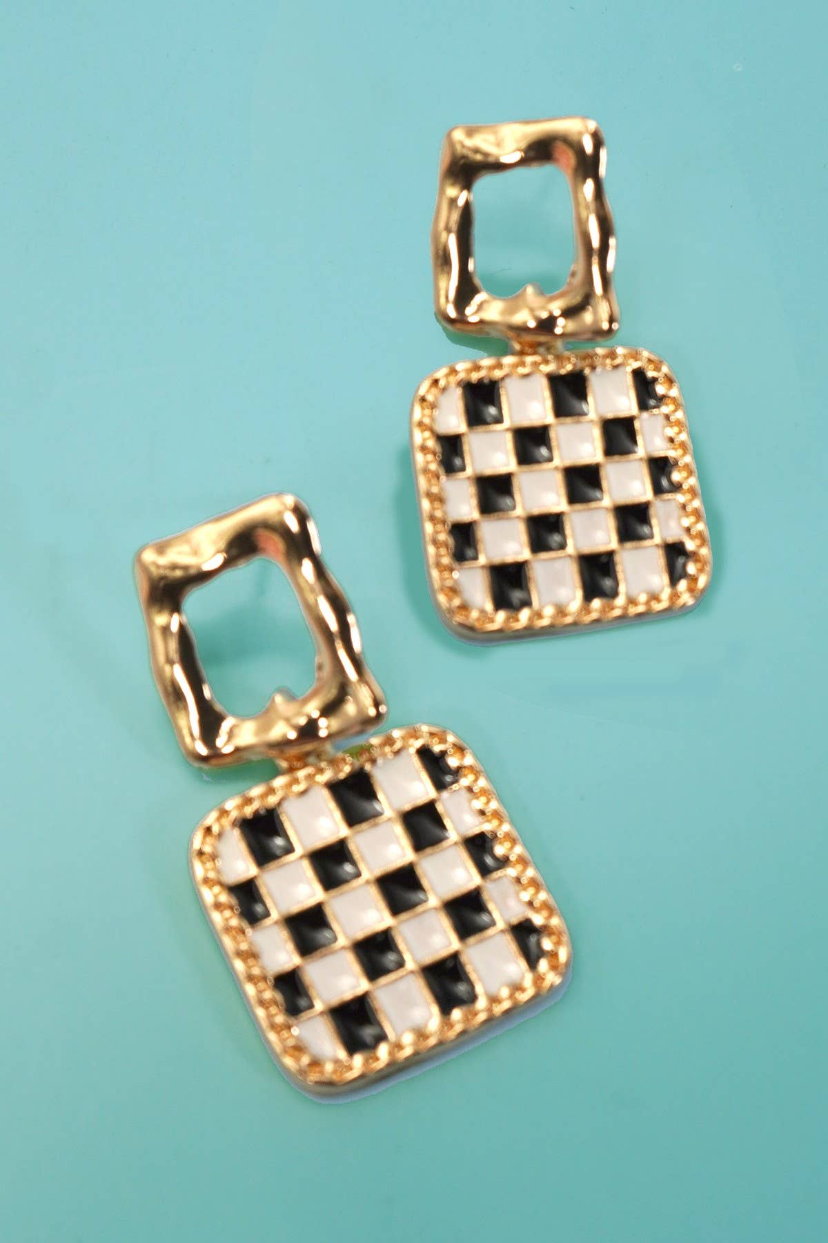 Checker Square Dangle Earring