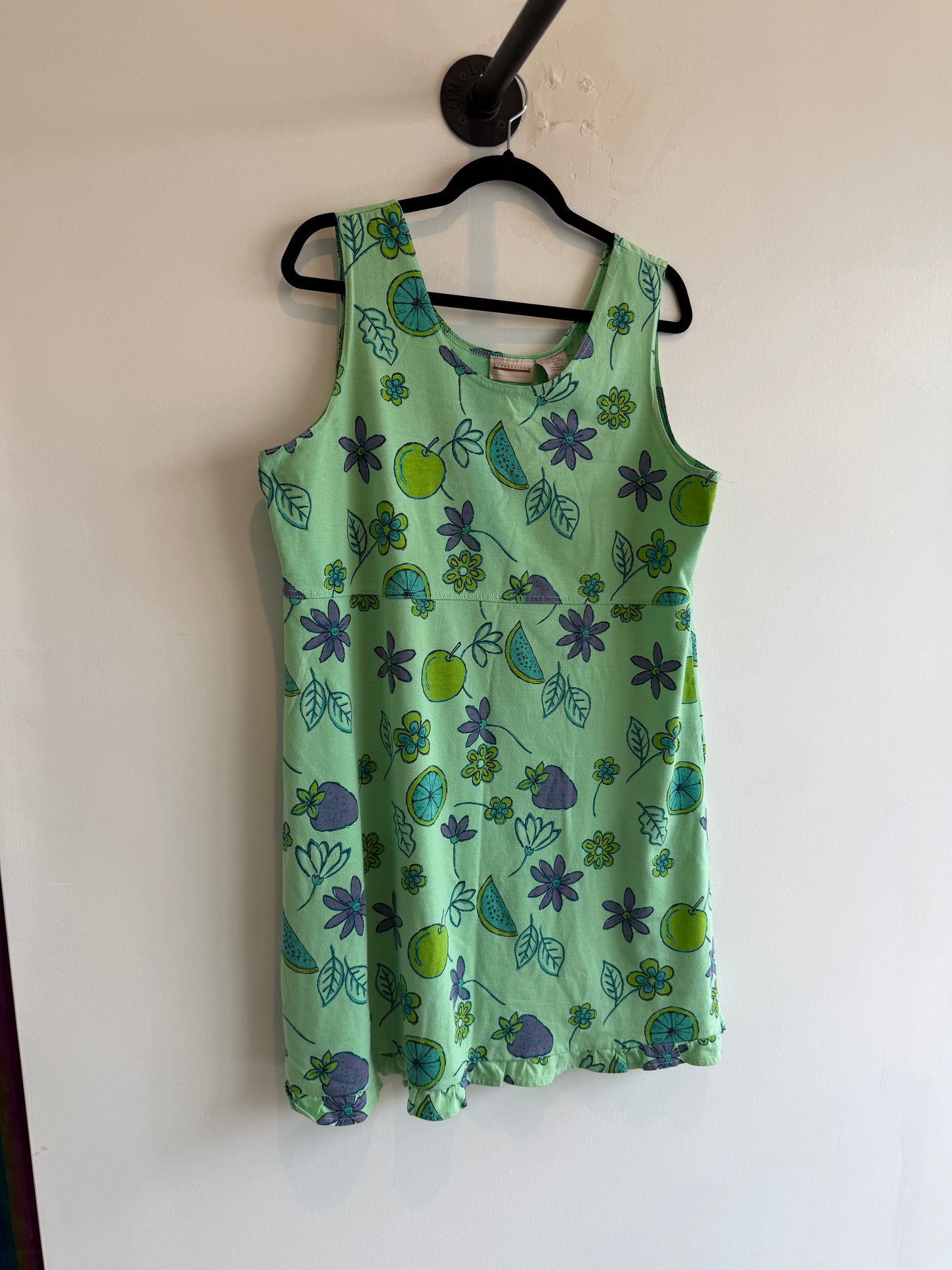 Expressions Green Fruit Print Dress