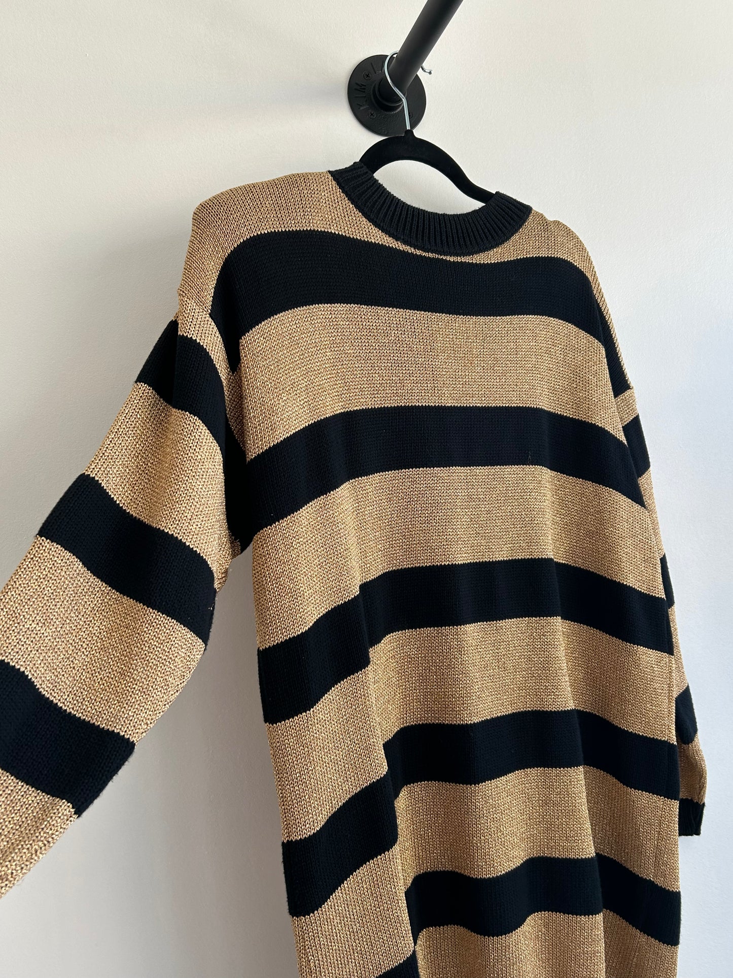 Donna Parker Oversized Striped Gold & Black Sweater