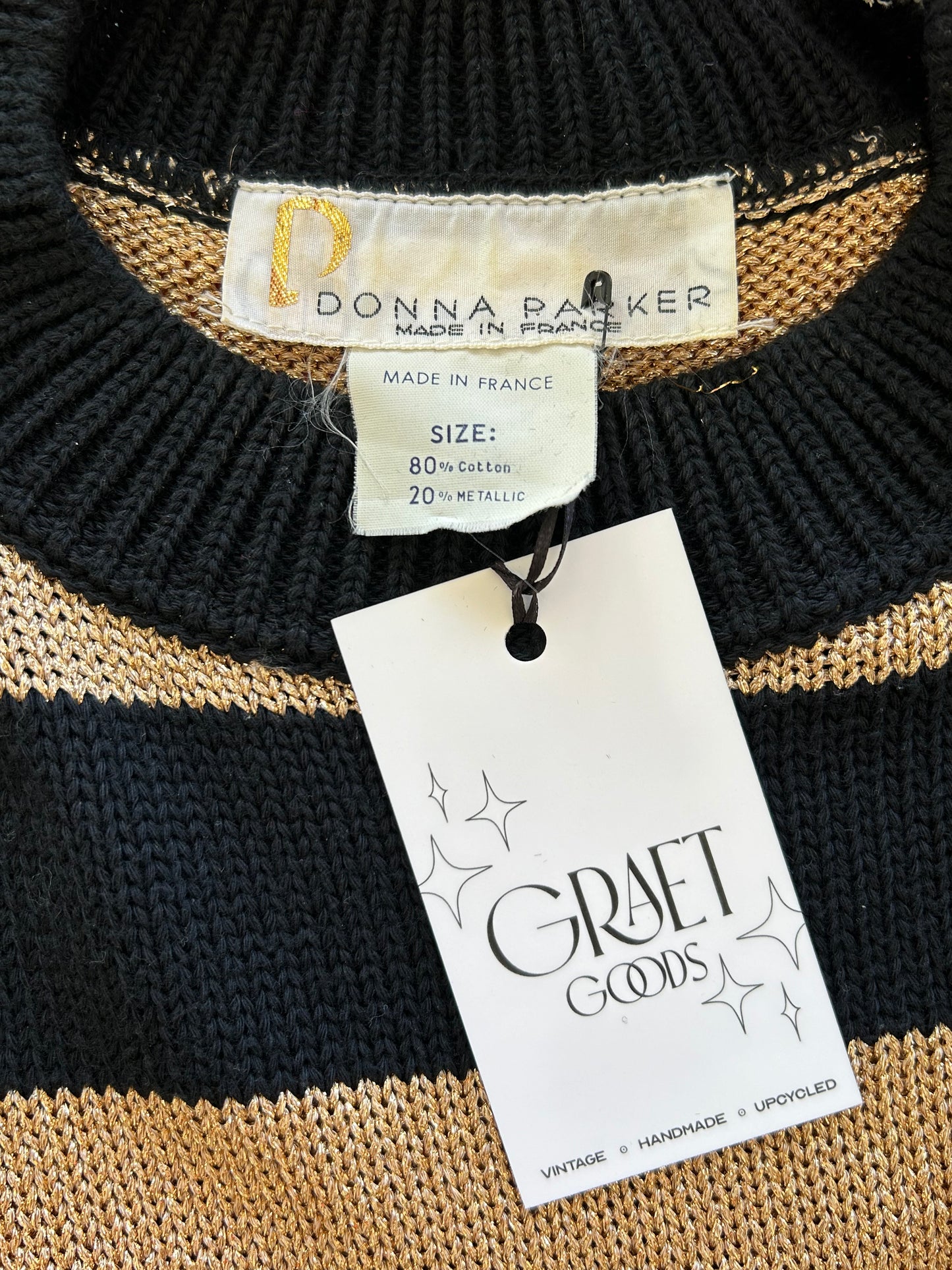Donna Parker Oversized Striped Gold & Black Sweater