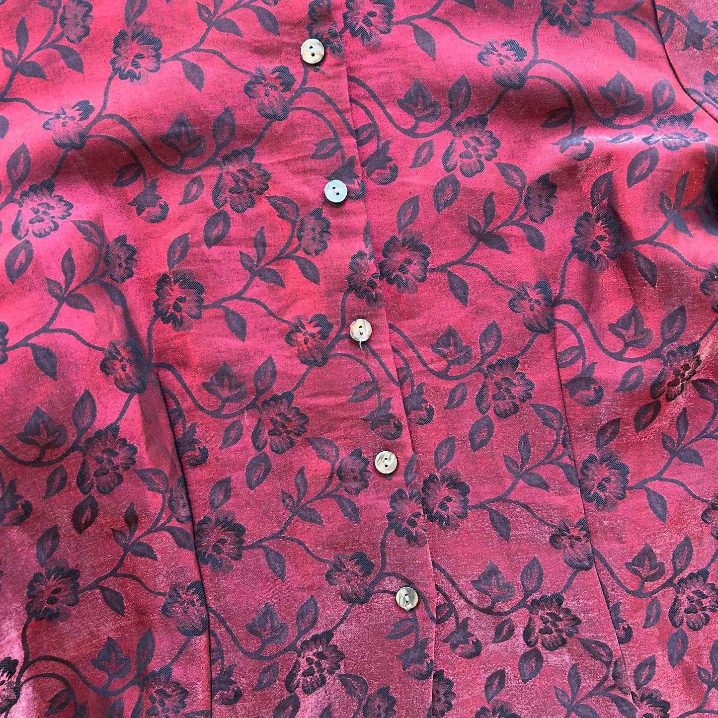 Merlot Sheen Puff Sleeve Shirt