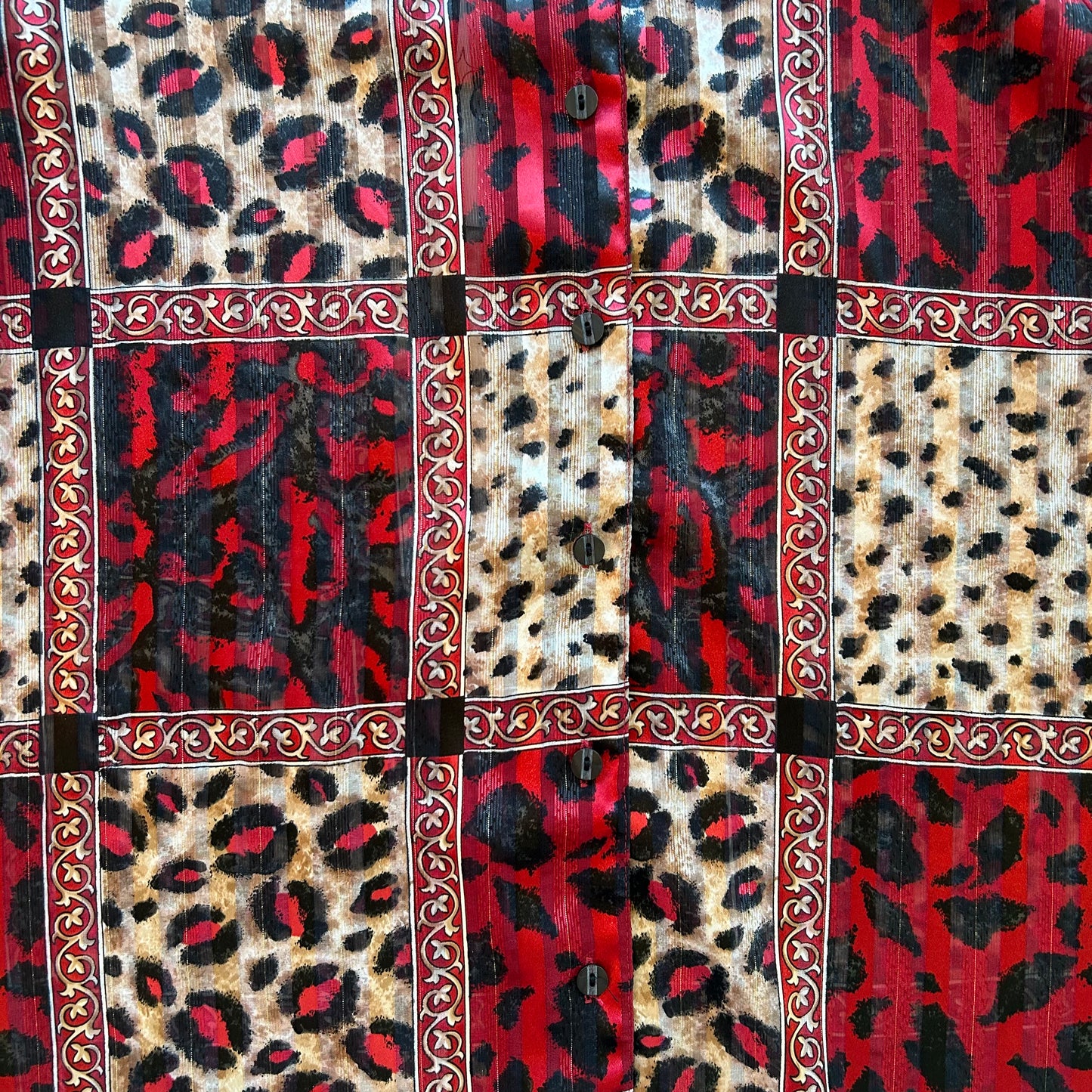 Red Cheetah Checked Blouse