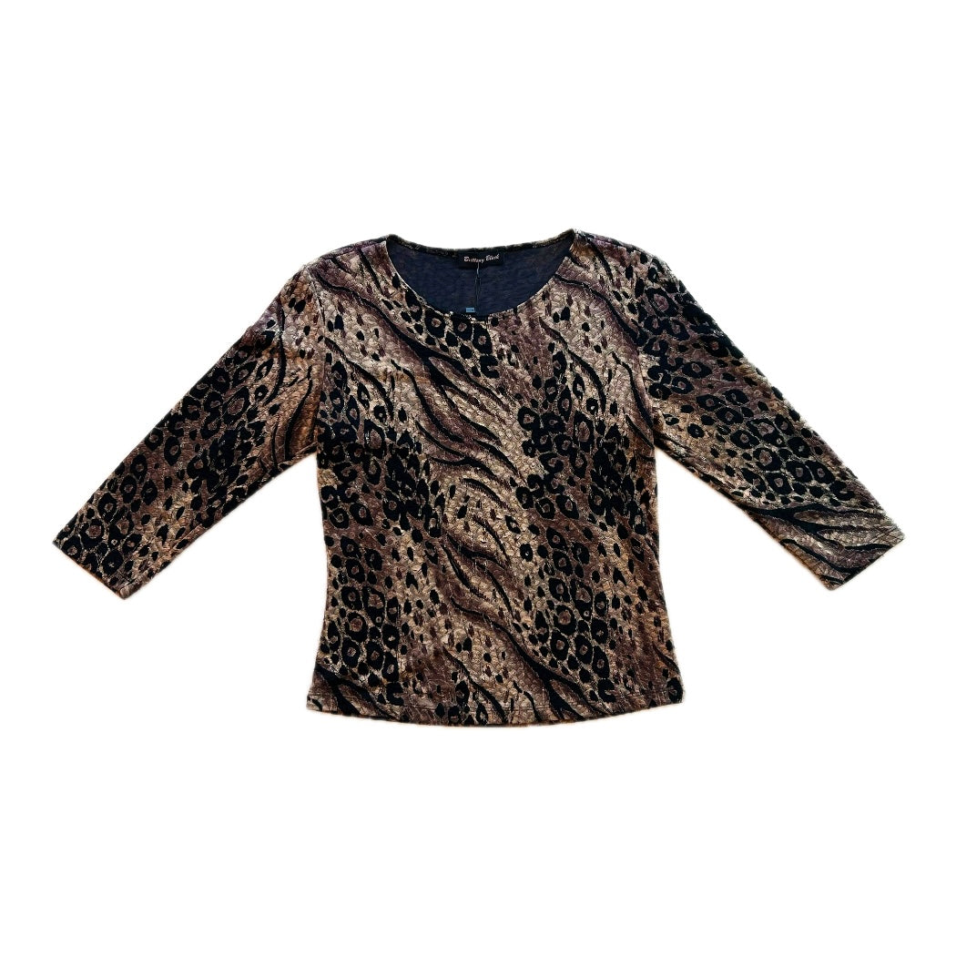 Flecked Animal Print Stretch 3/4 Length Shirt