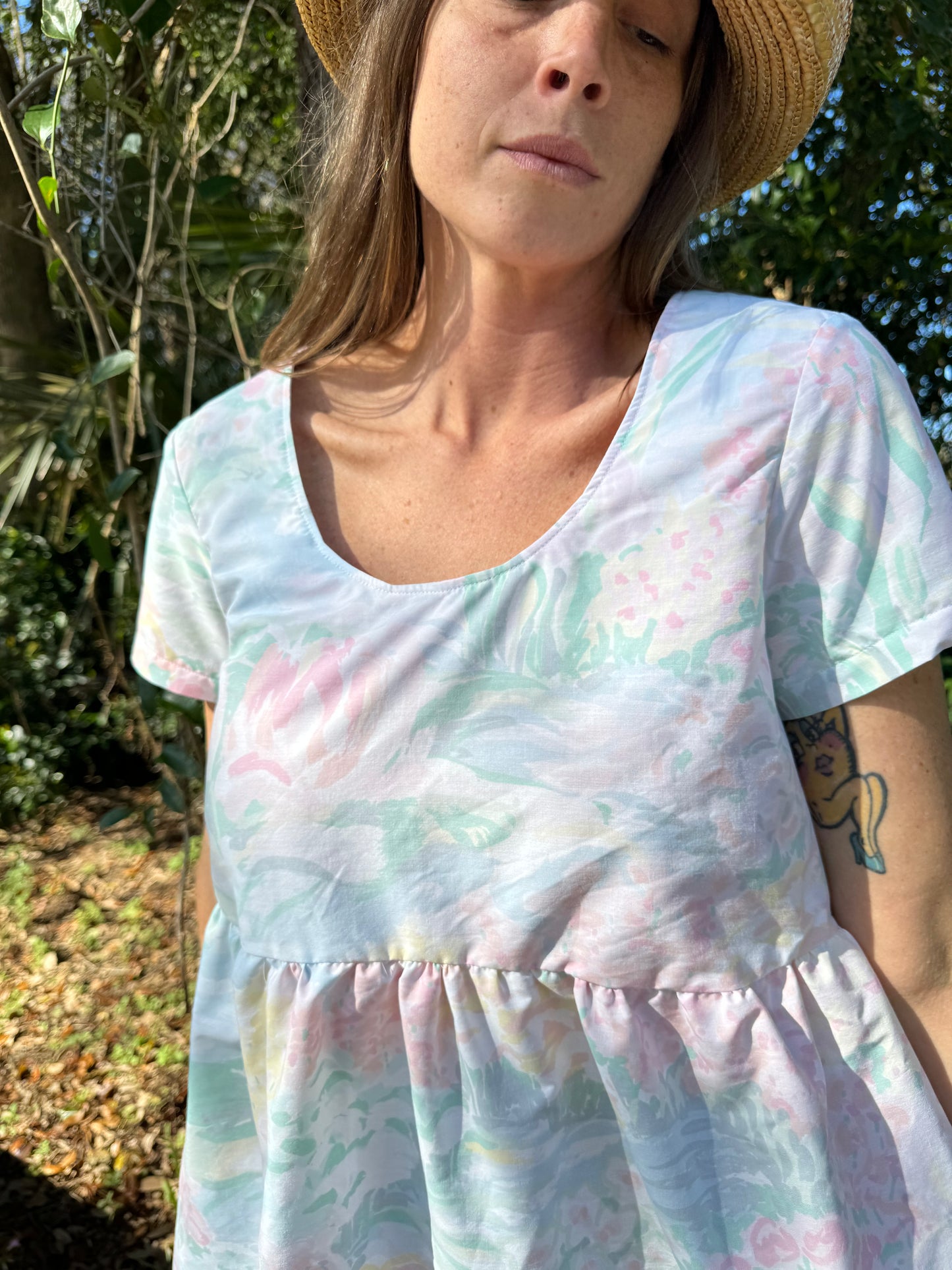 Lazy Dress - Recycled Bedsheet (Monet Watercolor)
