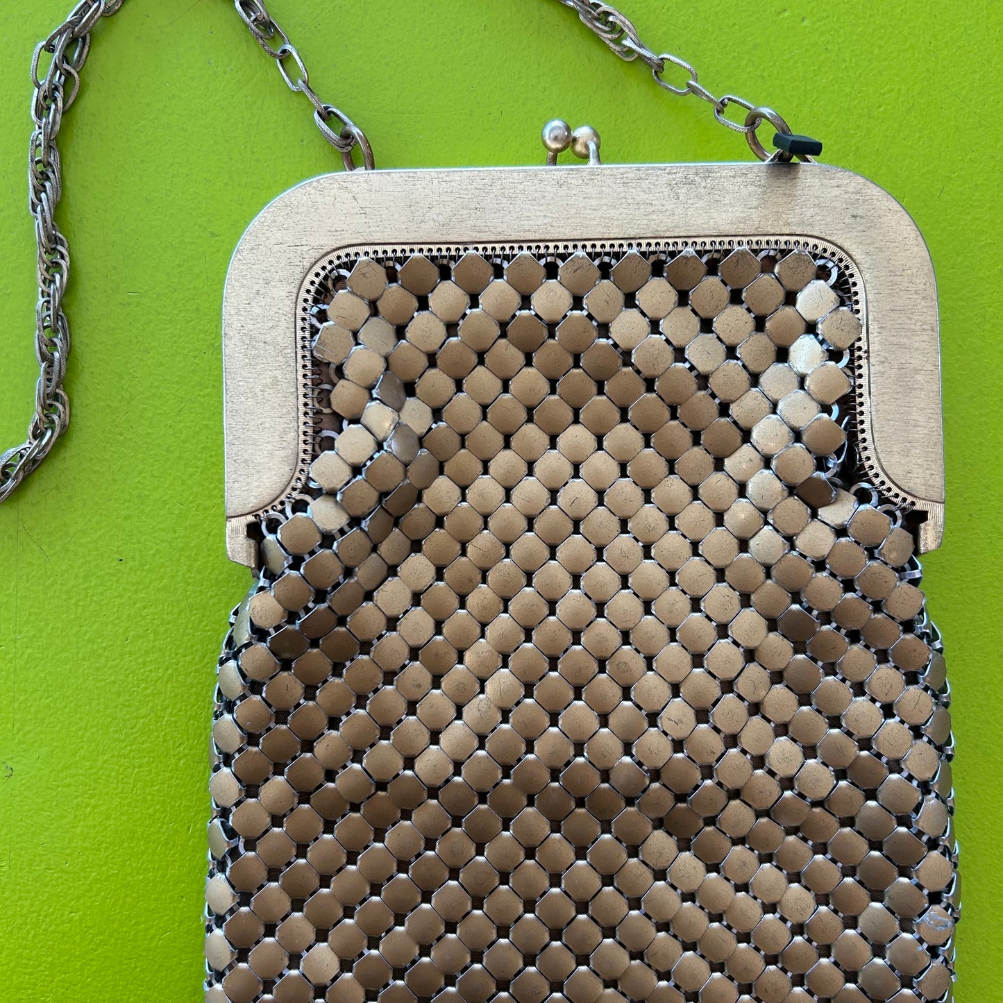 1960s Large Gold Chainmail Whiting and Davis Bag