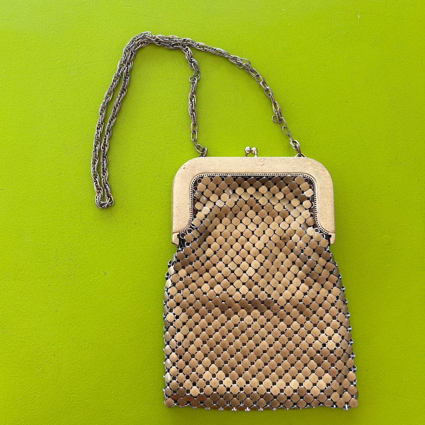 1960s Large Gold Chainmail Whiting and Davis Bag