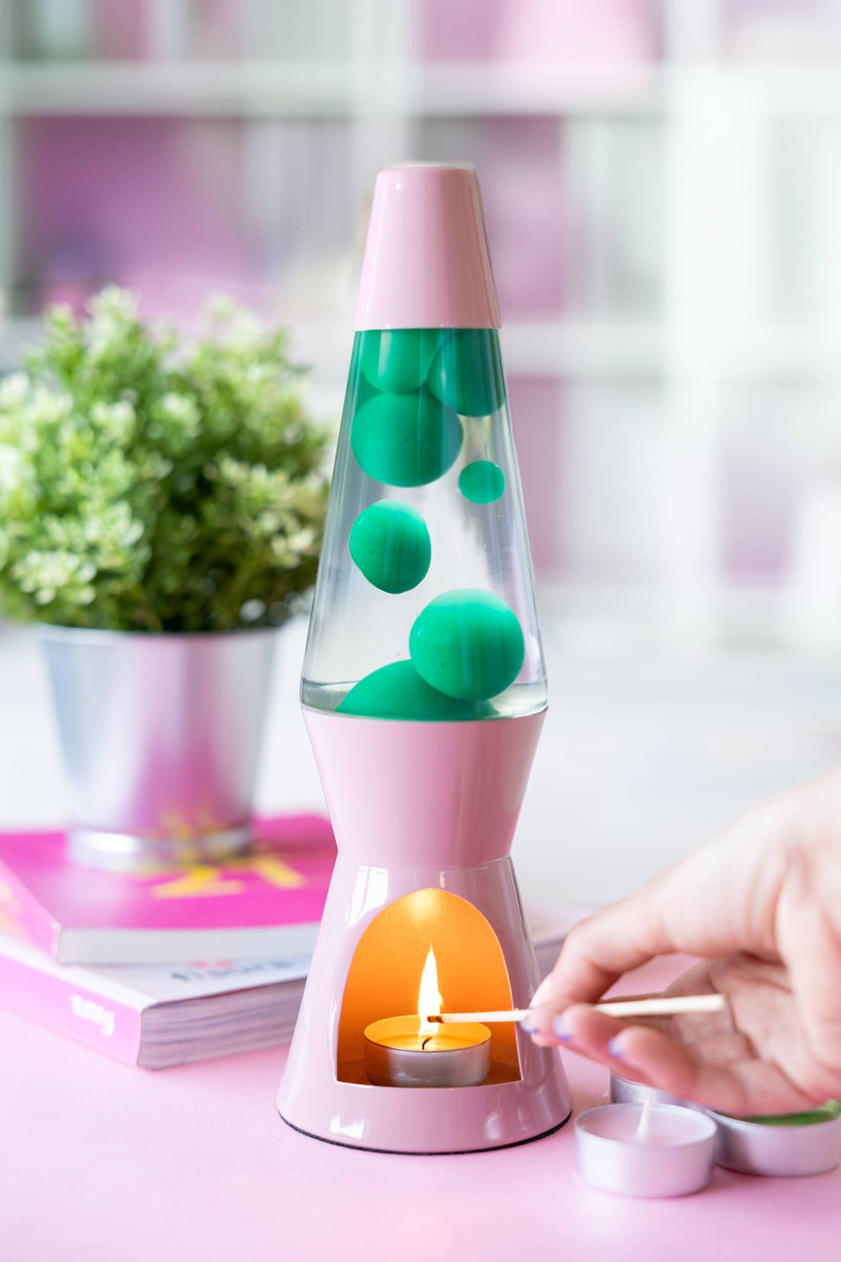 Tea Light Lava Lamp - Pink & Green