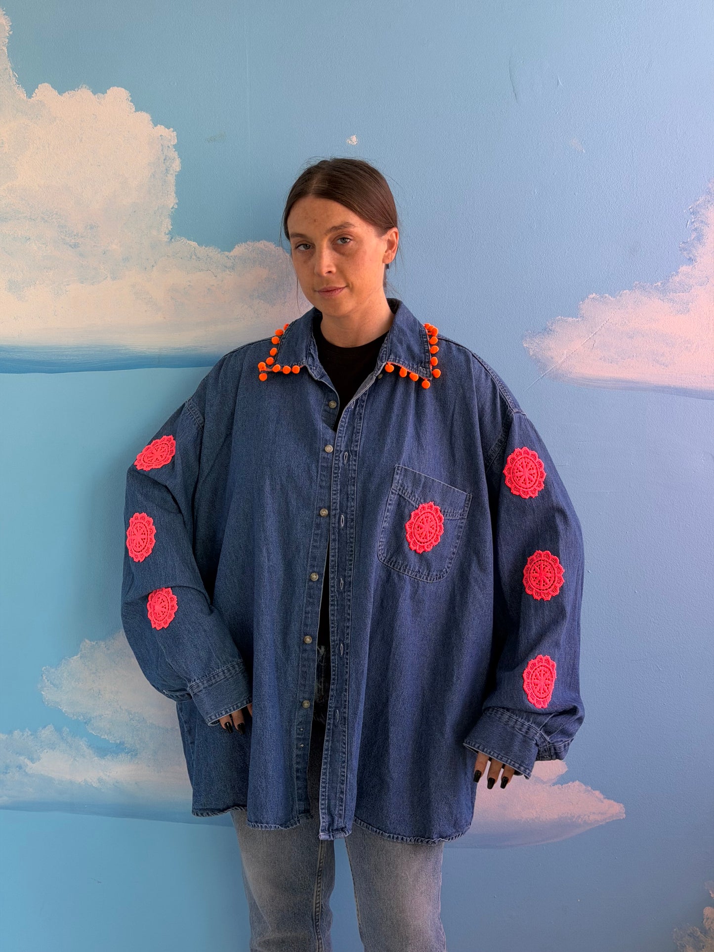 Neon Rooster Denim Shirt