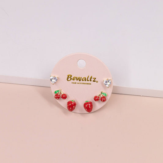Stud Cherry Strawberry Earrings