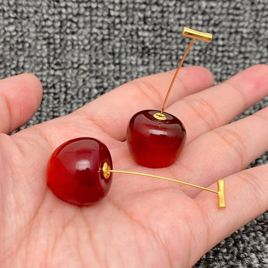 Resin cherry earrings
