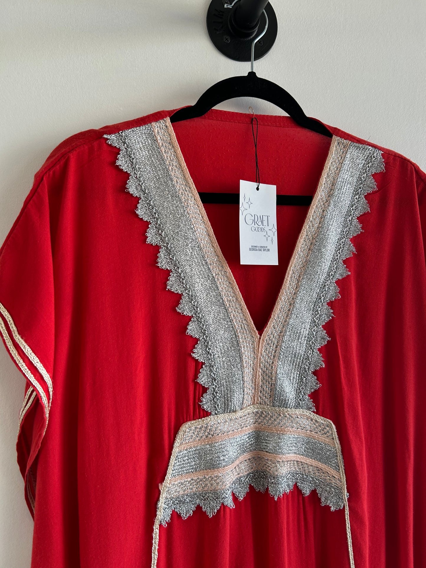 Red Kaftan w/ Embroidery