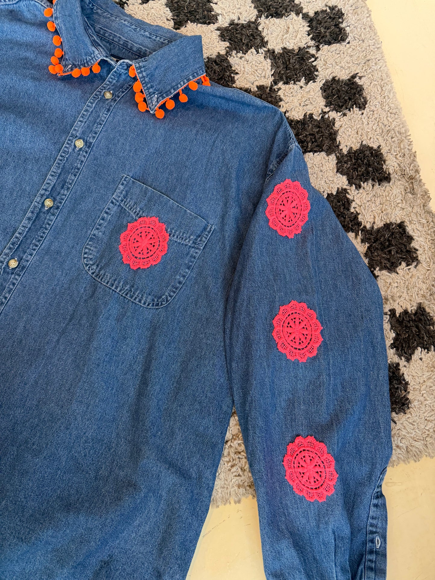 Neon Rooster Denim Shirt