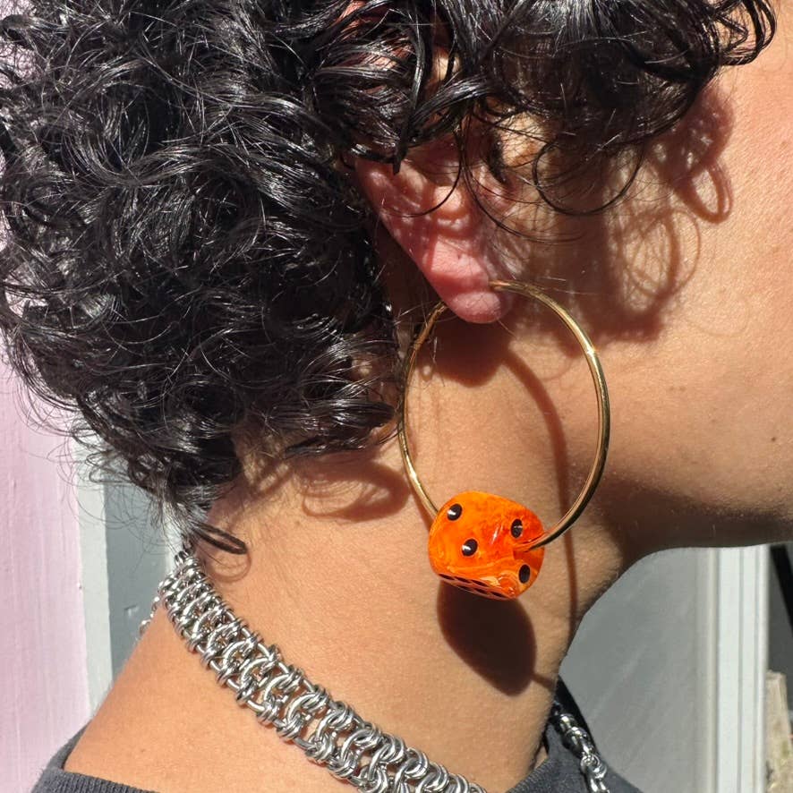 Love's A Gamble Dice Hoops Earrings