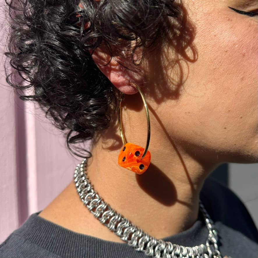Love's A Gamble Dice Hoops Earrings
