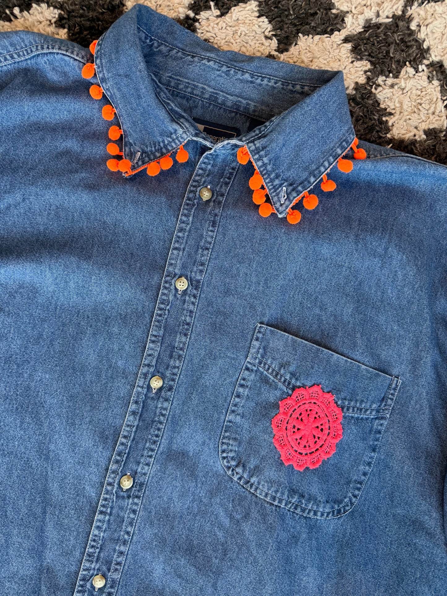 Neon Rooster Denim Shirt
