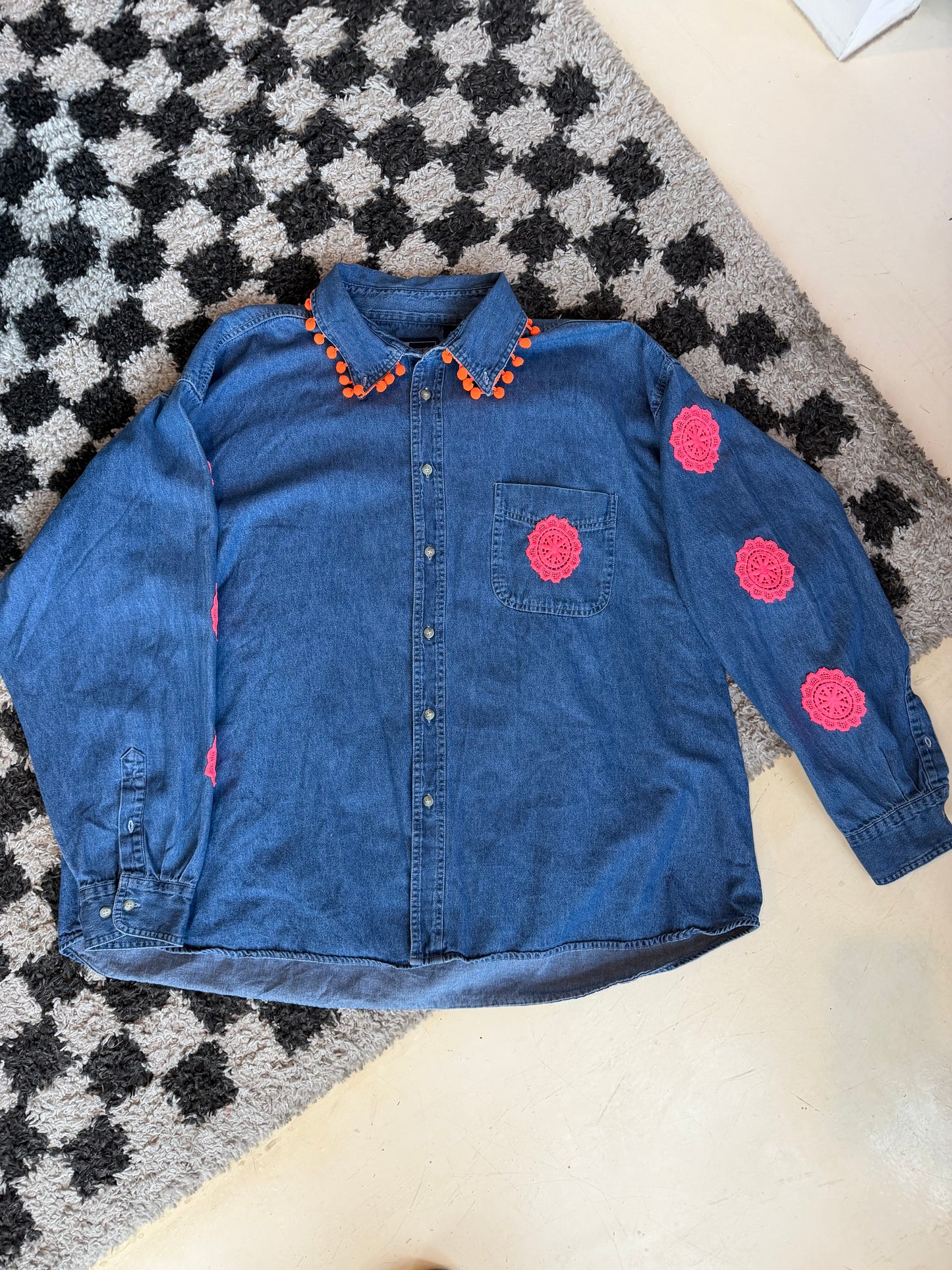 Neon Rooster Denim Shirt