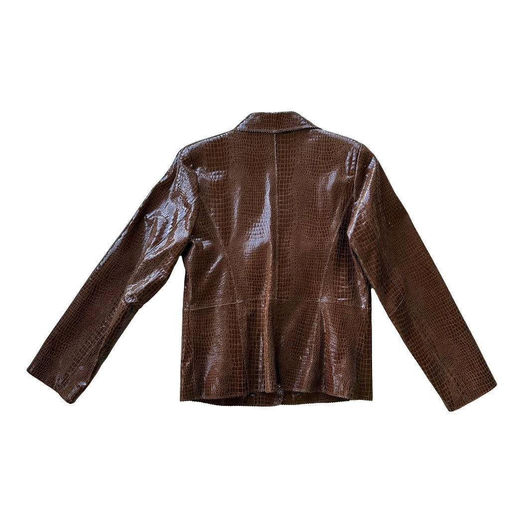 Brown Reptile Leather Jacket