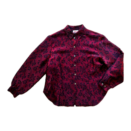 Merlot Sheen Puff Sleeve Shirt