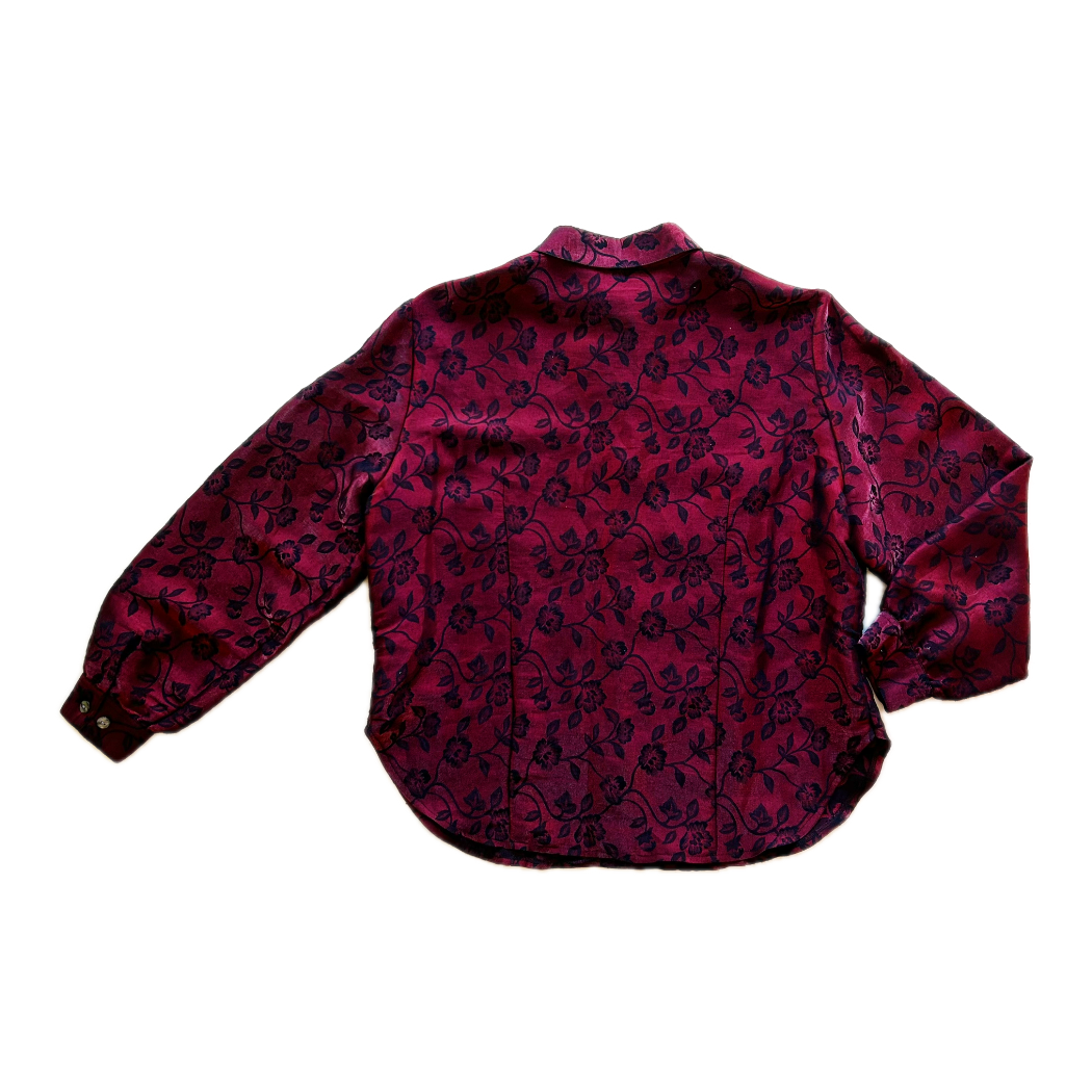 Merlot Sheen Puff Sleeve Shirt