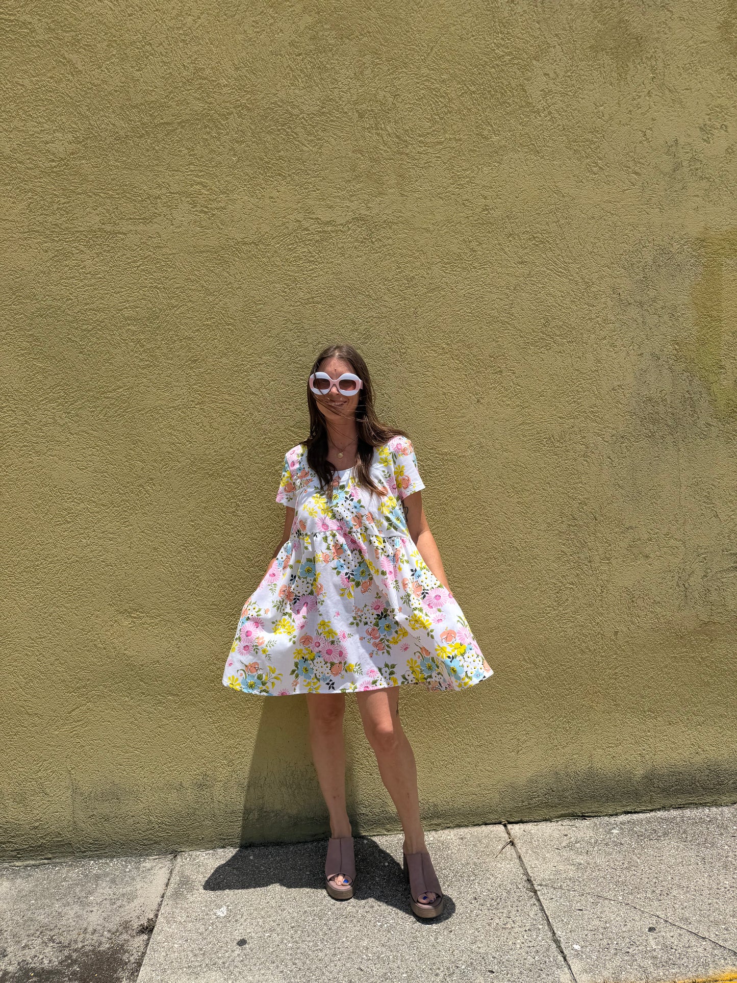 Lazy Dress - Recycled Bedsheet (Springtime Floral)