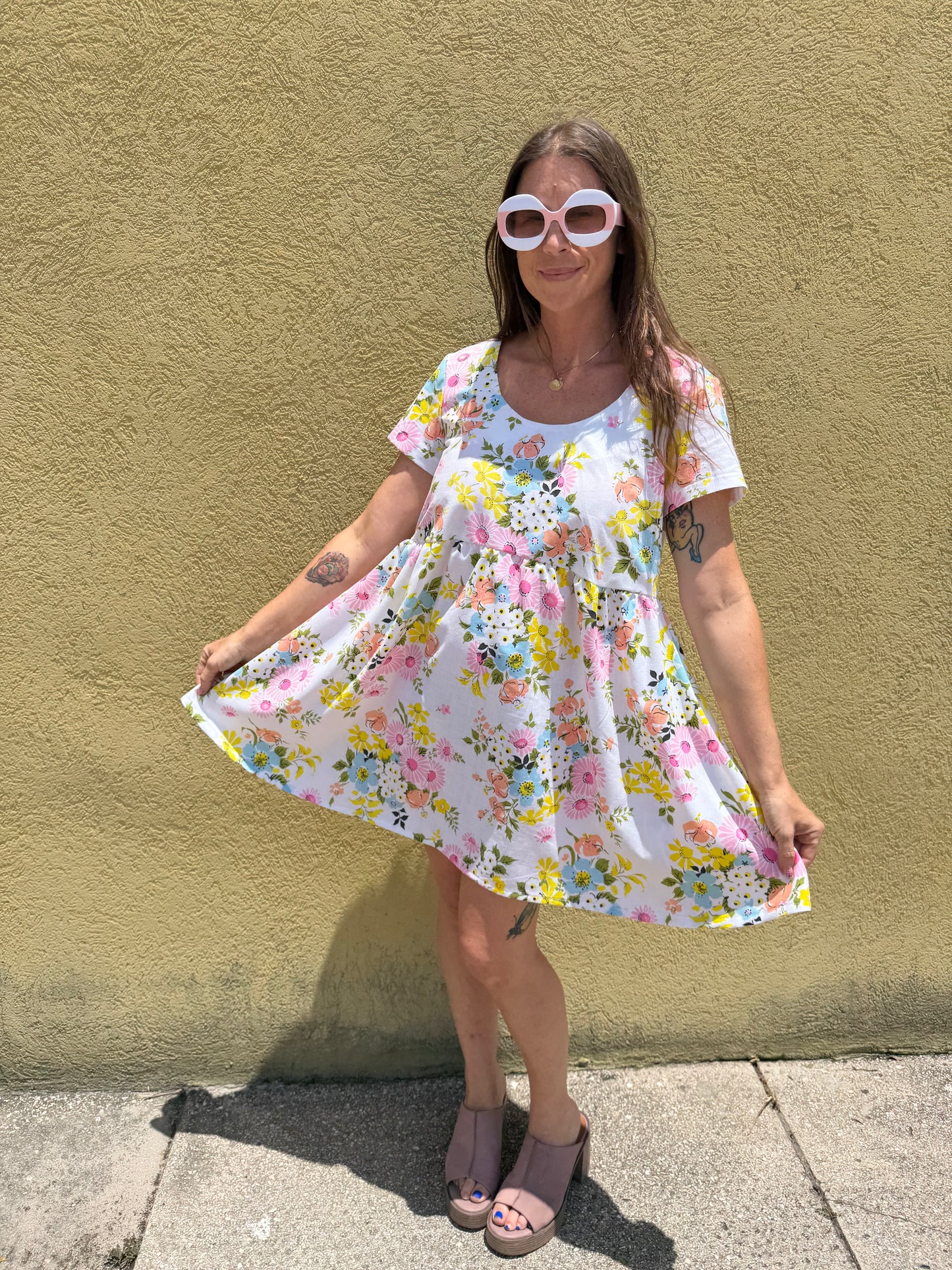 Lazy Dress - Recycled Bedsheet (Springtime Floral)