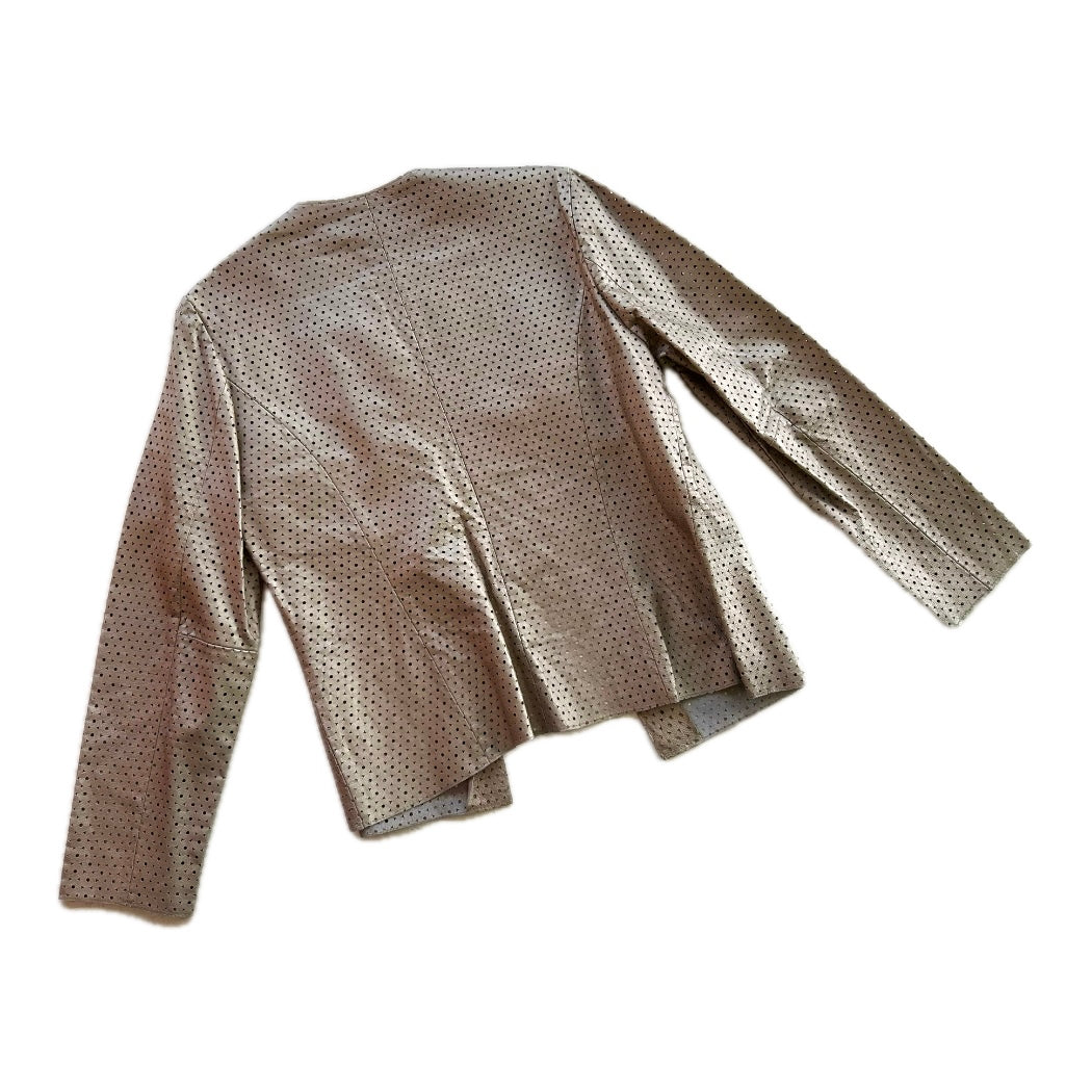 Laser Cut Gold Leather Jacket