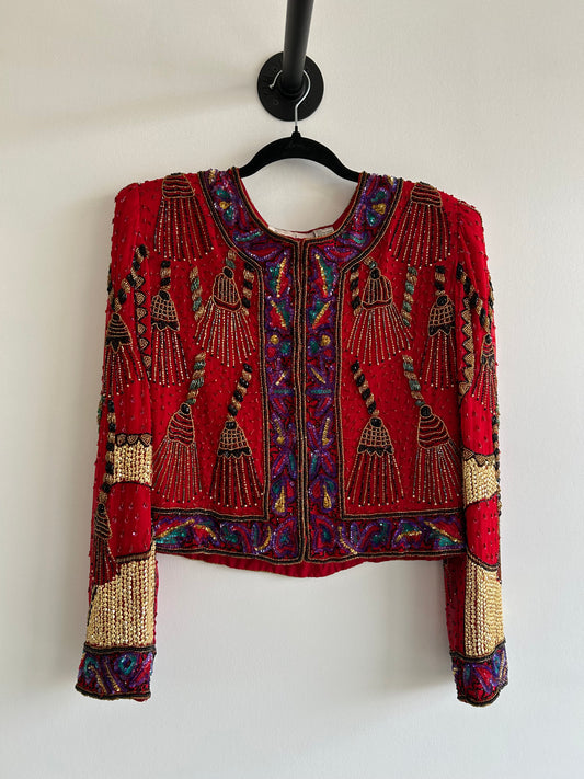 Silk Tassel Beaded Jacket