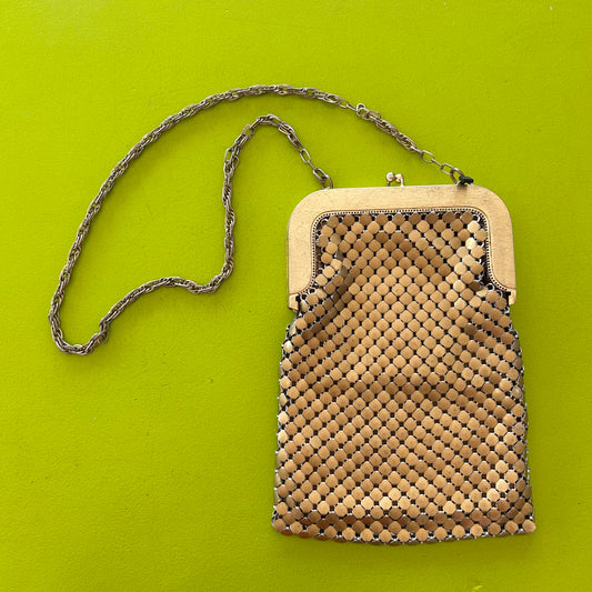 1960s Large Gold Chainmail Whiting and Davis Bag