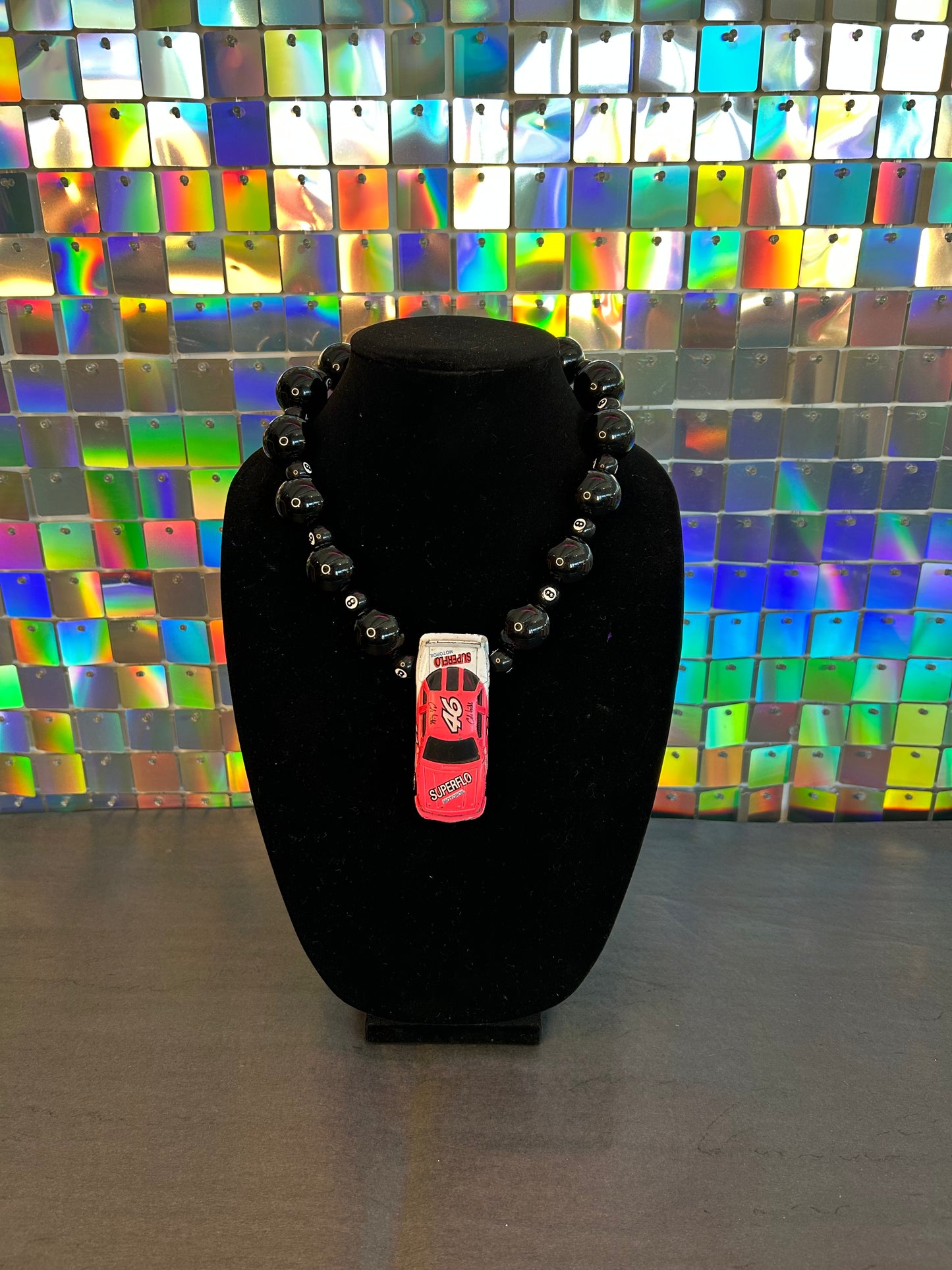 1990 Superflo 46 8-Ball Hot Wheels Necklace