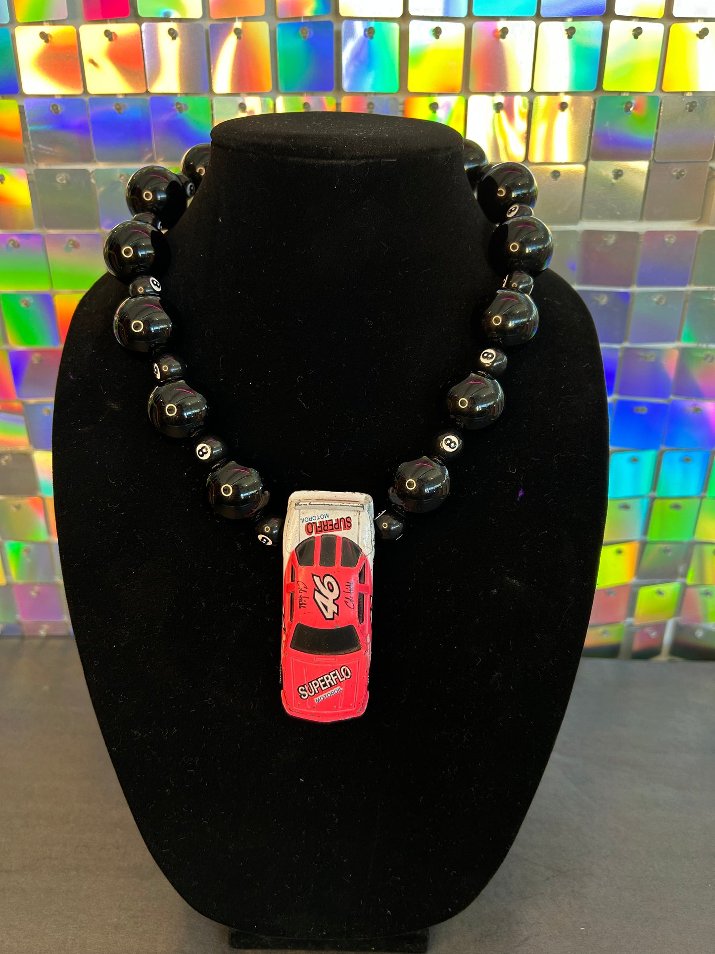 1990 Superflo 46 8-Ball Hot Wheels Necklace