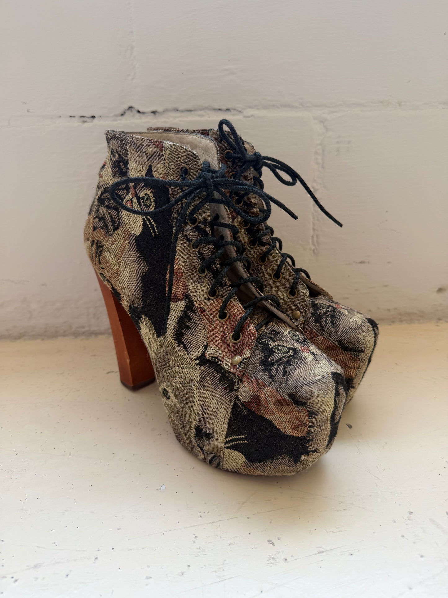 Jeffrey Campbell Cat Tapestry Shoes
