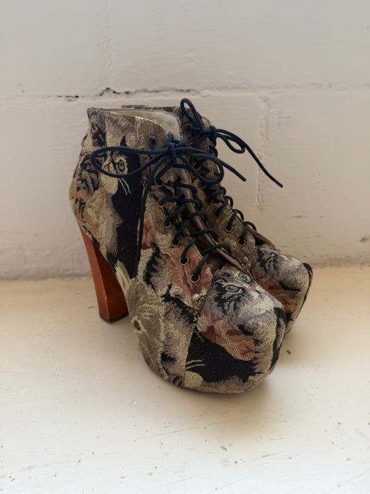 Jeffrey Campbell Cat Tapestry Shoes