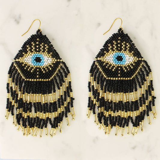 Eye Seed Bead Earrings