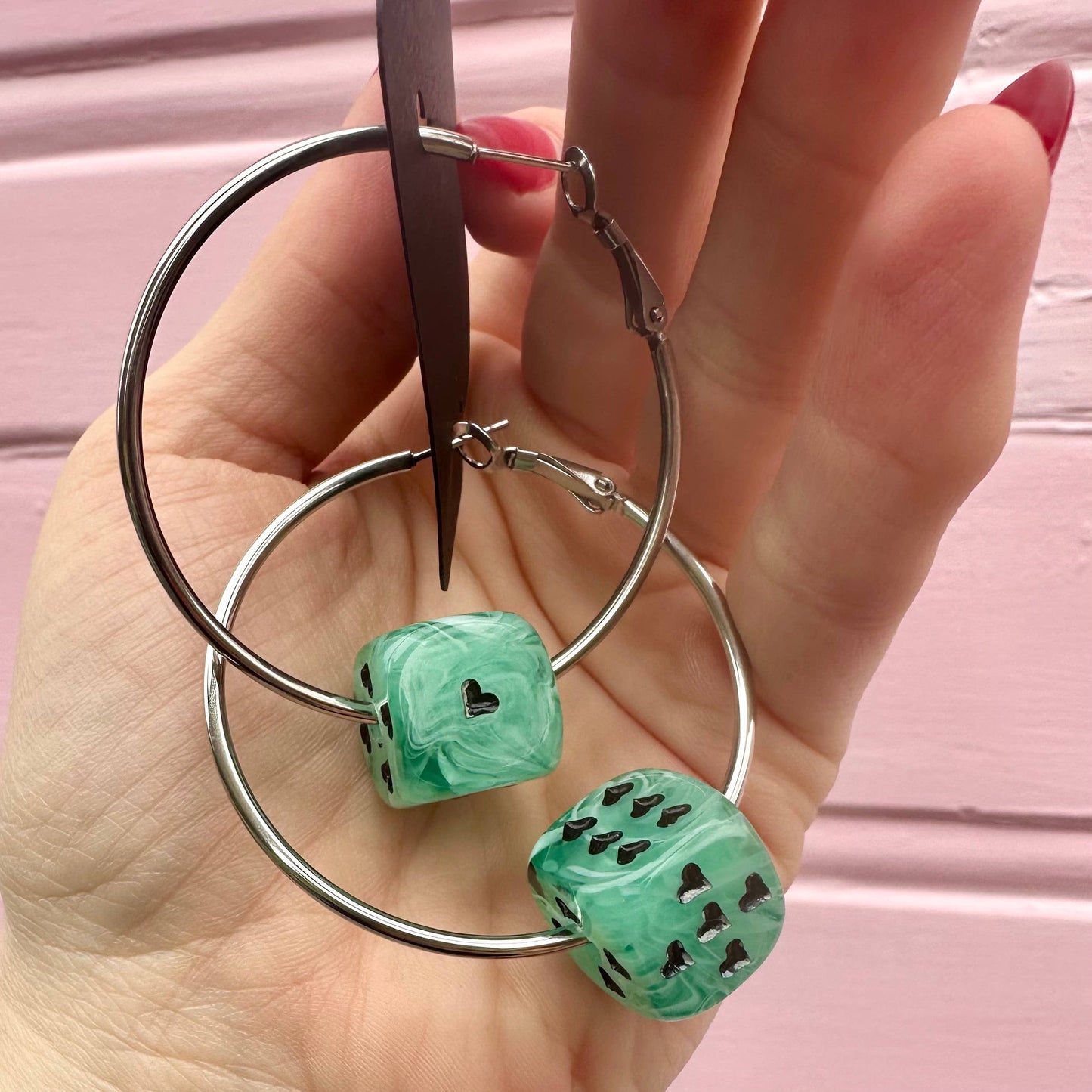 Love's A Gamble Dice Hoops Earrings