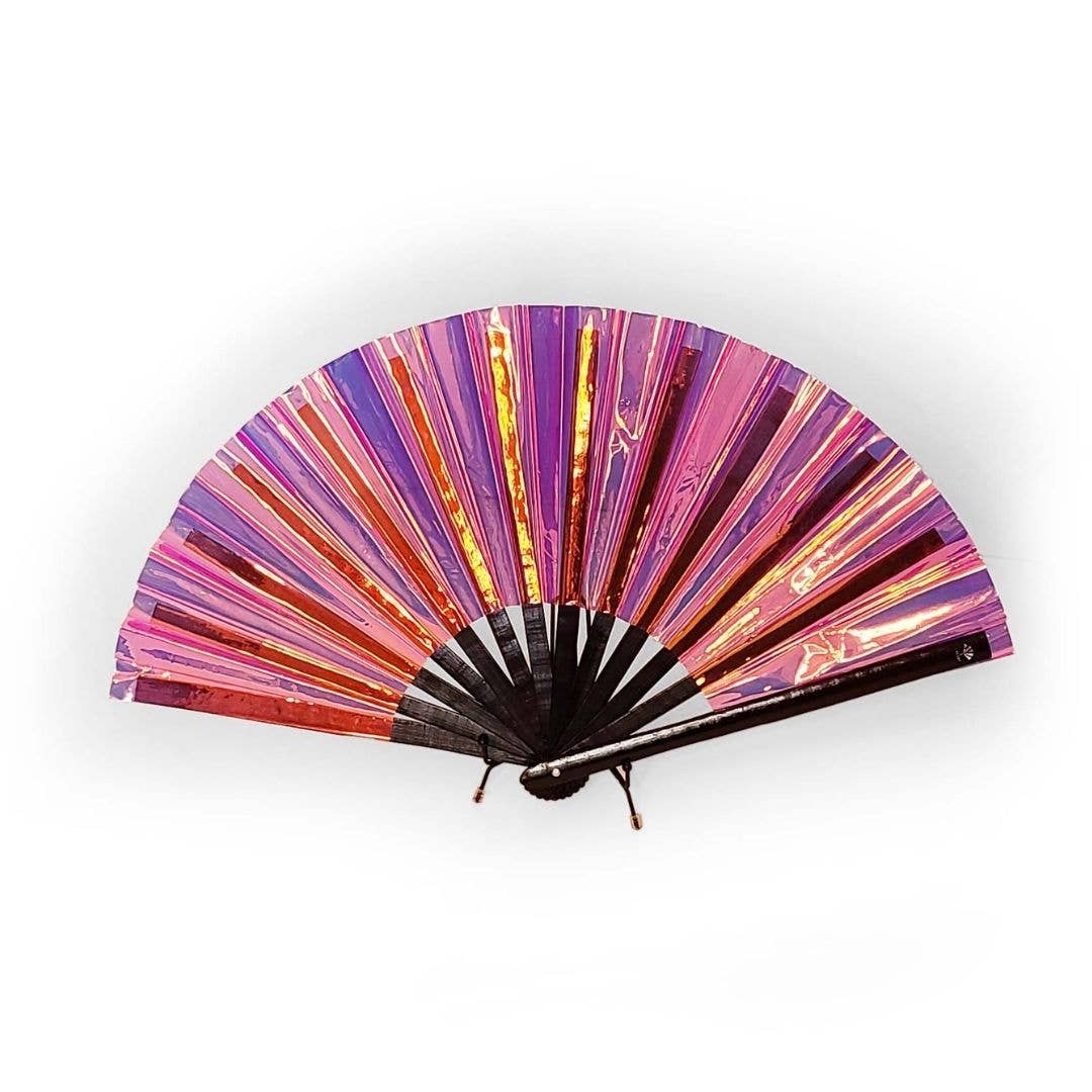 Pink Holo Iridescent Folding Fan