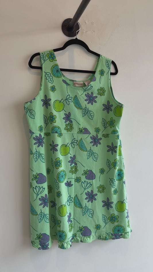 Expressions Green Fruit Print Dress