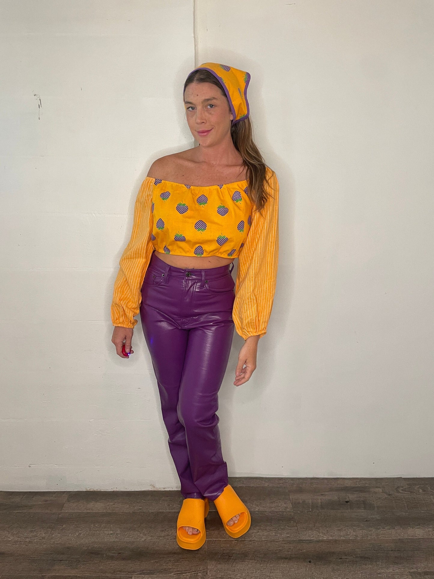 Milk Maid Top in Purple Strawberry Sunshine