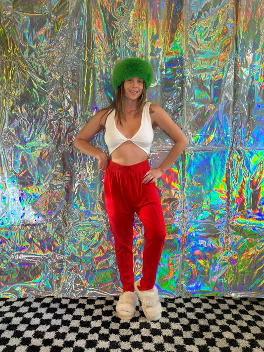 Red Pin Tuck Stirrup Longjohns